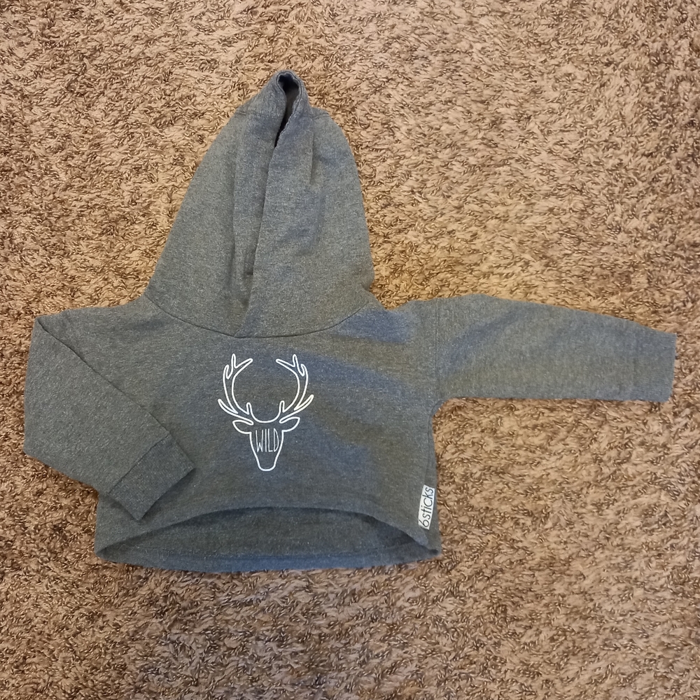6 Sticks Charcoal Cropped Sweatshirt Hoodie